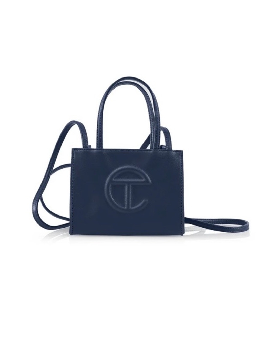 Navy Leather Top-Handle Crossbody Bag- Telfar